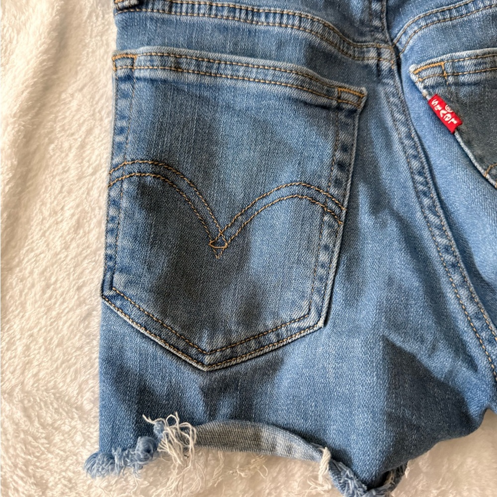 Levi’s High Rise Distressed Stretch Shorts Size 24 - Picture 7 of 9